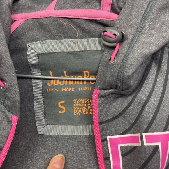 Y2K Joshua Perets Full Zip Tech Hoodie Emo Goth 2000's Sz Small Grey / Pink - Picture 6 of 12